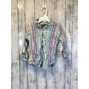 HAVACOA Multicolored striped Long-sleeve button-up shirt Kids-girls Size 4/6